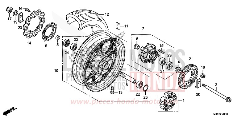 ROUE ARRIERE de CTX700 ABS PEARL FADELESS WHITE (NH341) de 2014